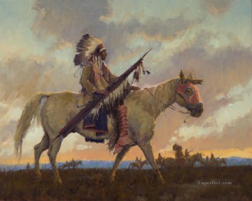 american america west cowboy indians Painting - demott west America